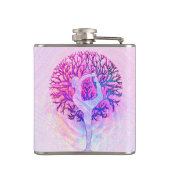 Roze Yoga Tree Vrouw in parelkleuren Heupfles (Achterkant)