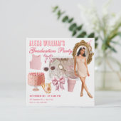 Roze zachte mode collage foto afstudeerfeest kaart (Staand voorkant)