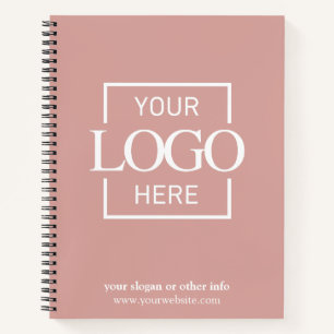 Roze Zakelijk Bedrijfslogo Promotioneel Notitieboek