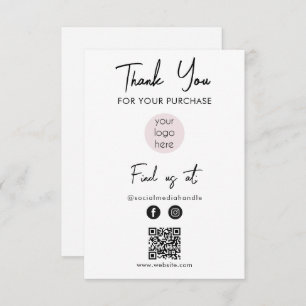 Roze zakelijke Logo Hartelijk dank voor Logo socia Bedankkaart