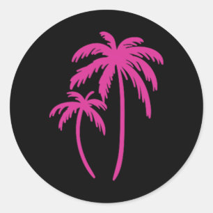 Roze zakpalmboom Cute Hawaiaanse zomer vakantie Ronde Sticker
