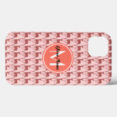 Roze zalm Deer, Aangepast monogram, Gepersonalisee Case-Mate iPhone Case (Achterkant (horizontaal))