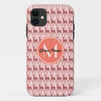 Roze zalm Deer, Aangepast monogram, Gepersonalisee