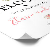  roze zalm welkom bruiloft poster (Hoek)