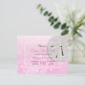 Roze Zand Dollar Thema Bruiloft Save the Date Aankondigingskaart (Staand voorkant)