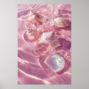 Roze zand en schelpen Mermaidcore esthetiek Poster