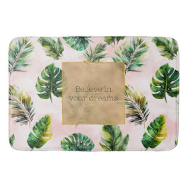 Roze Zand Tropische bladeren Badmat