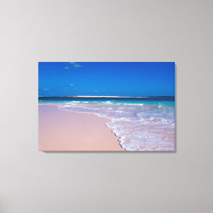 Roze zandstrand op Conch Bay, Cat Island Canvas Afdruk