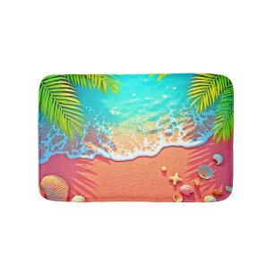 Roze Zandstrand Paradijselijk Ontwerp Badmat