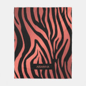 Roze Zebra Afdrukken Fleece Deken (Voorkant)