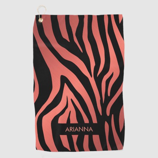 Roze Zebra Afdrukken Golfhanddoek (Voorkant)