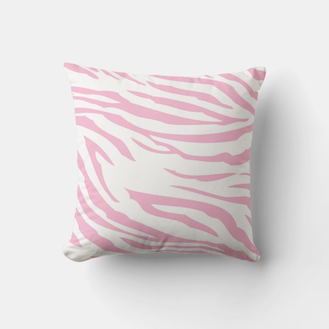 Roze Zebra Afdrukken Kussen (Voorkant)