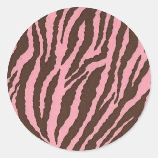 Roze Zebra Afdrukken Ronde Sticker