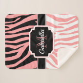 Roze Zebra Afdrukken Sherpa Deken (Voorkant (horizontaal))