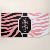 Roze Zebra Afdrukken Strandlaken (Voorkant)