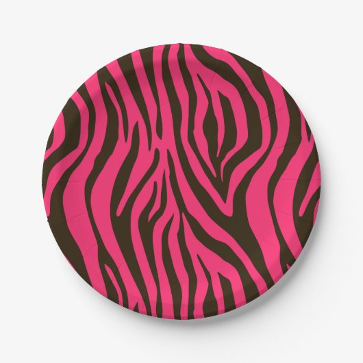 Roze Zebra Animal Print Patroon Papieren Bordje (Voorkant)