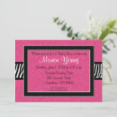 Roze Zebra Baby of Bridal Shower Invitation Kaart (Staand voorkant)