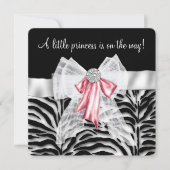 Roze Zebra Baby shower Kaart (Voorkant)
