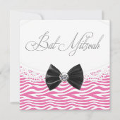 Roze Zebra Bat Mitswa Uitnodigingen (Voorkant)
