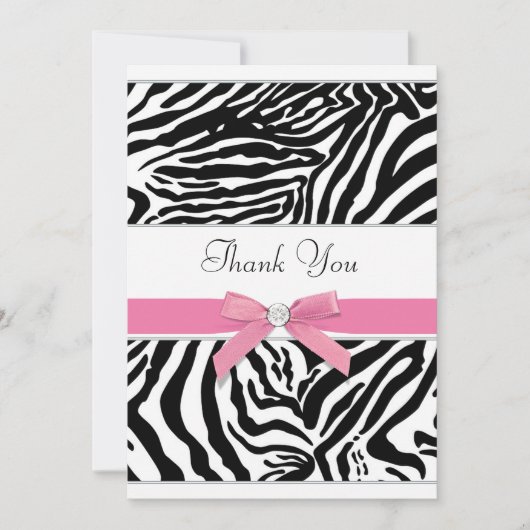 Roze Zebra Bedankkaart (Voorkant)