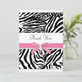 Roze Zebra Bedankkaart (Staand voorkant)