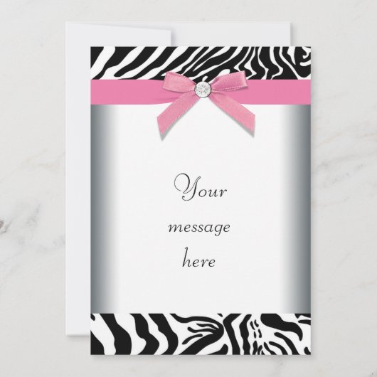 Roze Zebra Bedankt Card (Achterkant)