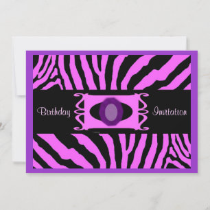 Roze Zebra Birthday Uitnodiging