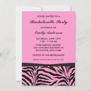Roze Zebra Bruidsfeest Uitnodigingen