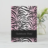 Roze Zebra Bruidsfeest Uitnodigingen (Staand voorkant)
