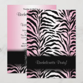 Roze Zebra Bruidsfeest Uitnodigingen (Voorkant / Achterkant)