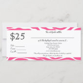 Roze Zebra Cadeaubon: Rack Kaart (Achterkant)