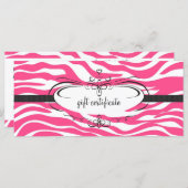 Roze Zebra Cadeaubon: Rack Kaart (Voorkant / Achterkant)