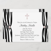 Roze Zebra Christening Kaart (Voorkant / Achterkant)