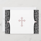 Roze Zebra Christening Kaart (Achterkant)