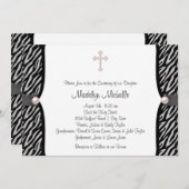 Roze Zebra Christening Kaart (Voorkant / Achterkant)