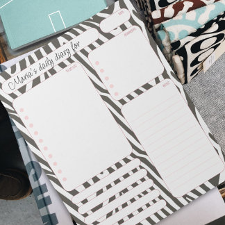 Roze Zebra dagelijkse notities voor de planner en  Notitieblok
