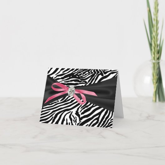 Roze Zebra Dank u kaarten (Voorkant)