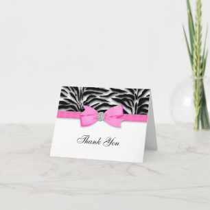 Roze Zebra Dankkaartjes Bedankkaart