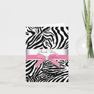 Roze Zebra Dankkaartjes Bedankkaart