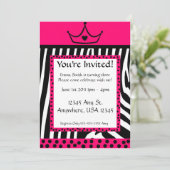 Roze Zebra Diva Birthday Kaart (Staand voorkant)