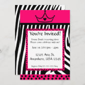 Roze Zebra Diva Birthday Kaart (Voorkant / Achterkant)