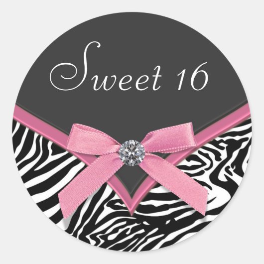 Roze Zebra Envelop Seal Sticker (Voorkant)