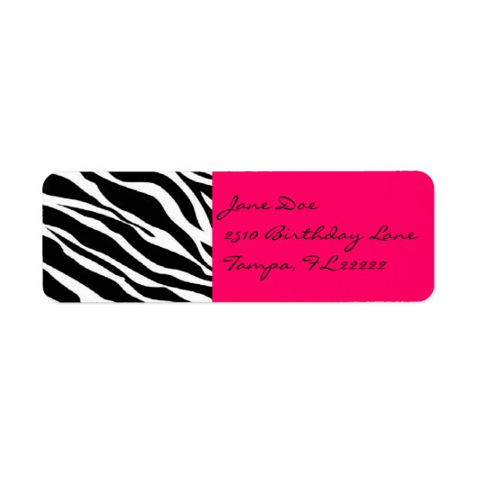 Roze Zebra Etiket (Voorkant)