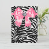 Roze Zebra Feest Uitnodiging Sjabloon (Staand voorkant)