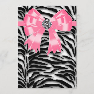 Roze Zebra Feest Uitnodiging Sjabloon