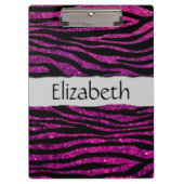 Roze Zebra, Glitter Zebra, Zebra Print, Jouw naam Klembord (Voorkant)