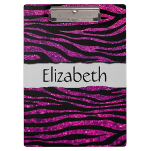 Roze Zebra, Glitter Zebra, Zebra Print, Jouw naam Klembord