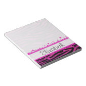 Roze Zebra, Glitter Zebra, Zebra Print, Jouw naam Notitieblok (Schuin)
