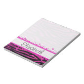 Roze Zebra, Glitter Zebra, Zebra Print, Jouw naam Notitieblok (Gedraaid)