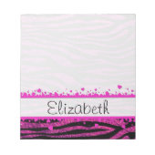 Roze Zebra, Glitter Zebra, Zebra Print, Jouw naam Notitieblok (Voorkant)